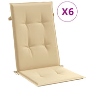 Coussins de chaise vidaxl 6 st arrière haut 120x50x4 cm tissu mélange beige - afbeelding 2