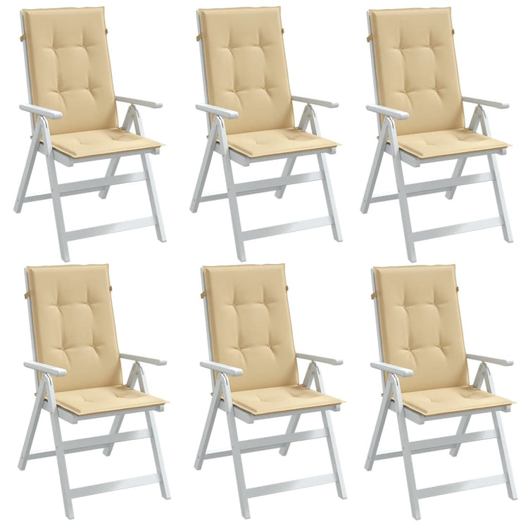 Coussins de chaise vidaxl 6 st arrière haut 120x50x4 cm tissu mélange beige