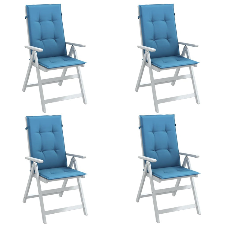 Coussins de chaise vidaxl 4 st arrière haut 120x50x4 cm tissu mixte bleu