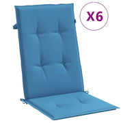 Coussins de chaise vidaxl 6 st arrière haut 120x50x4 cm tissu mixte bleu - afbeelding 2