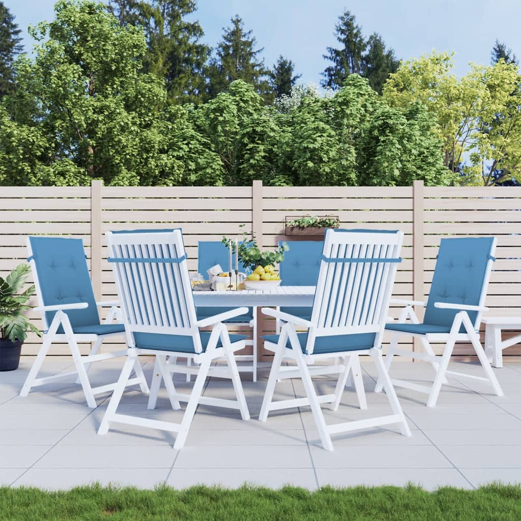 Coussins de chaise vidaxl 6 st arrière haut 120x50x4 cm tissu mixte bleu