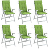 Coussins de chaise vidaxl 6 st arrière haut 120x50x4 cm tissu vert mélangé