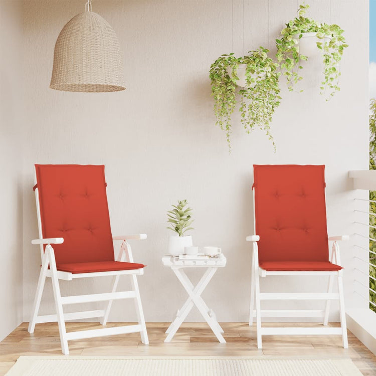Coussins de chaise Vidaxl 2 ST Haut arrière 120x50x4 cm Tissu rouge mélangé