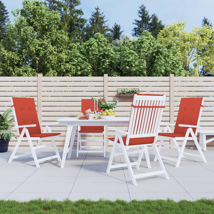 Coussins de chaise vidaxl 4 st arrière haut 120x50x4 cm tissu rouge mélangé