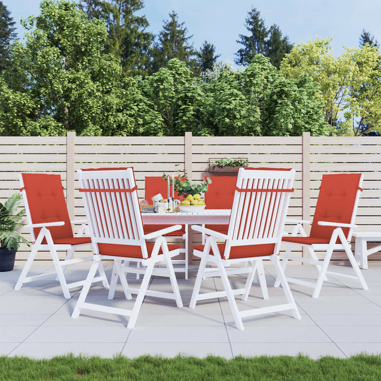 Coussins de chaise vidaxl 6 st arrière haut 120x50x4 cm tissu rouge mélangé