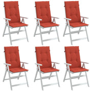 Coussins de chaise vidaxl 6 st arrière haut 120x50x4 cm tissu rouge mélangé - afbeelding 1