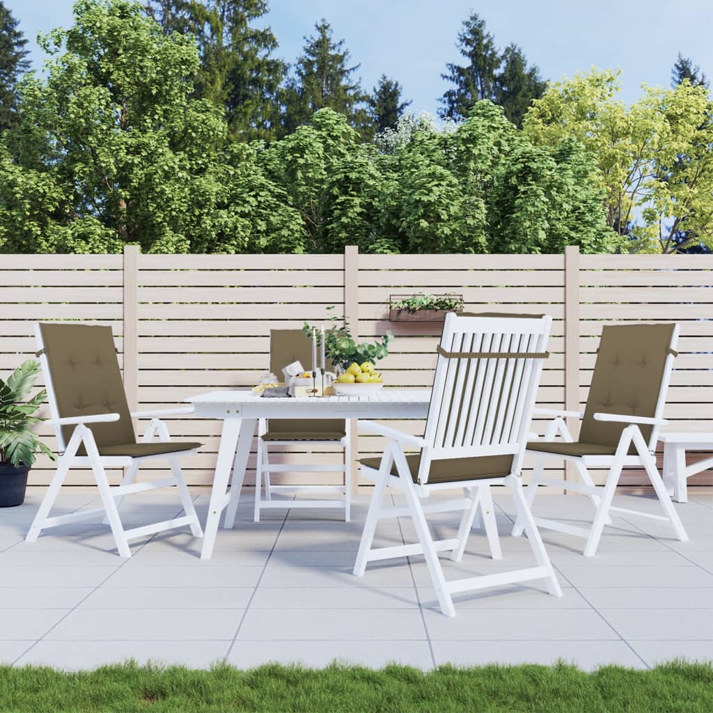 Coussins de chaise vidaxl 4 st arrière haut 120x50x4 cm tissu mélangé taupe