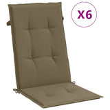 Coussins de chaise vidaxl 6 st arrière haut 120x50x4 cm tissu mélangé taupe - afbeelding 2