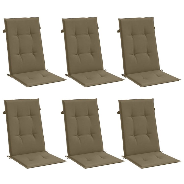 Coussins de chaise vidaxl 6 st arrière haut 120x50x4 cm tissu mélangé taupe