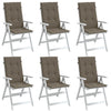 Coussins de chaise vidaxl 6 st arrière haut 120x50x4 cm tissu mélangé taupe