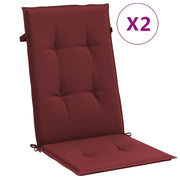 Coussins de chaise vidaxl 2 st arrière haut 120x50x4 cm de tissu vin mélangé rouge - afbeelding 2