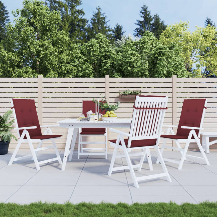 Coussins de chaise vidaxl 4 st arrière haut 120x50x4 cm tissu vin mélangé rouge