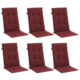 Coussins de chaise vidaxl 6 st arrière haut 120x50x4 cm de tissu vin mélangé rouge - afbeelding 3