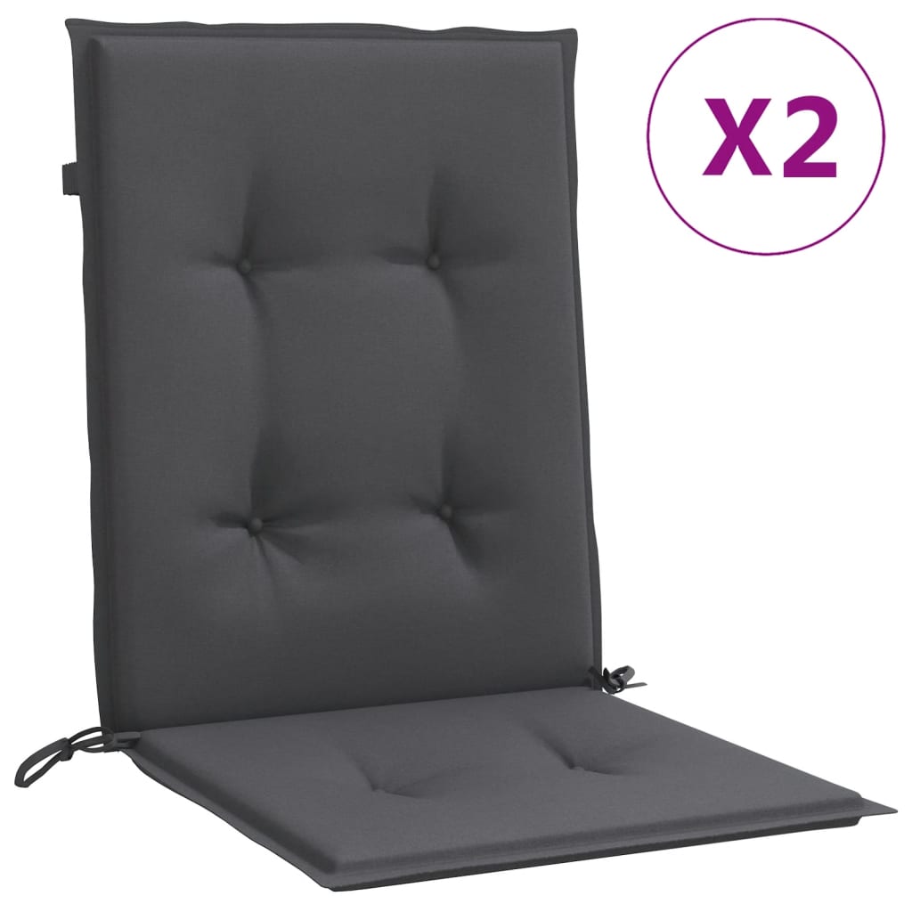 Coussins de chaise vidaxl 2 pcs bas dos 100x50x4 cm Tissu mixte anthracite
