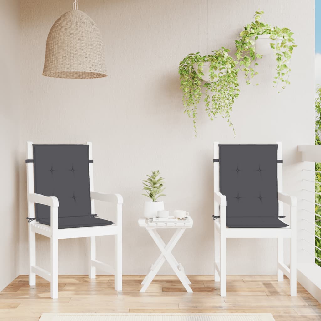 Coussins de chaise vidaxl 2 pcs bas dos 100x50x4 cm Tissu mixte anthracite