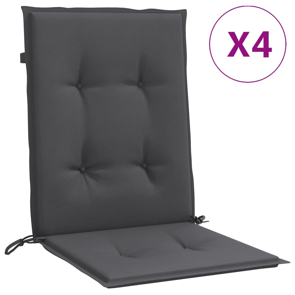 Coussins de chaise vidaxl 4 pcs basses bas 100x50x4 cm tissu mixte anthracite
