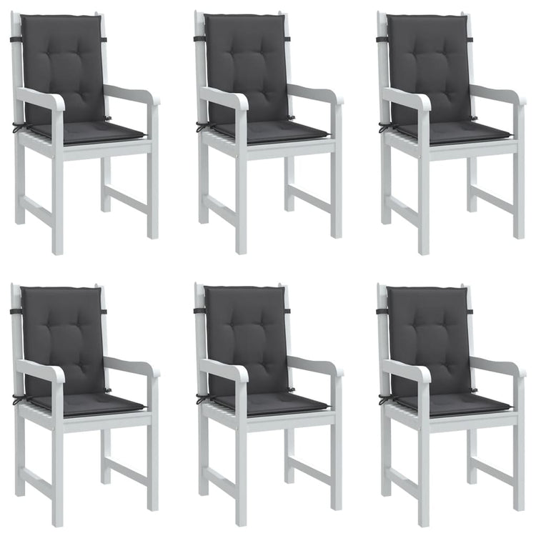Coussins de chaise vidaxl 6 pcs bas dos 100x50x4 cm Tissu mixte anthracite