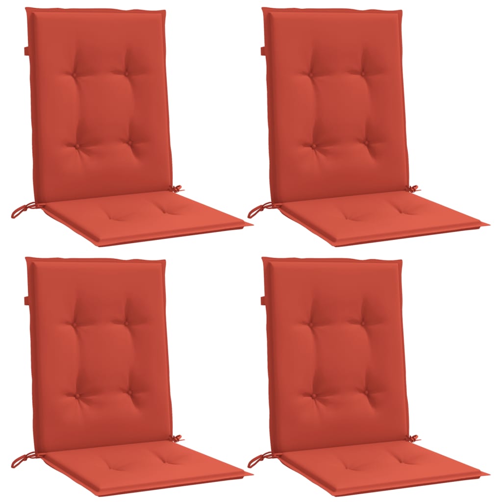 Coussins de chaise vidaxl 4 pcs bas dos 100x50x4 cm de tissu rouge mélangé