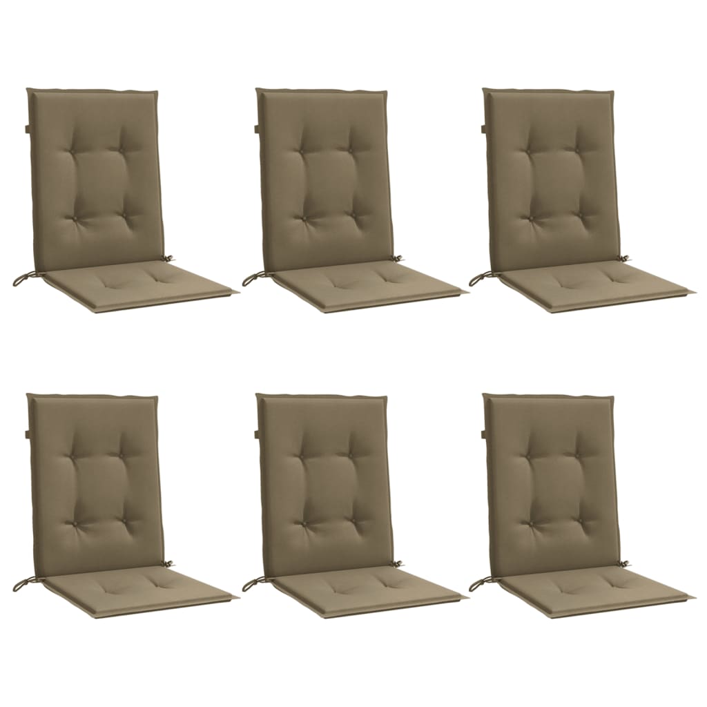 Coussins de chaise vidaxl 6 pcs bas arrière 100x50x4 cm tissu mélangé taupe