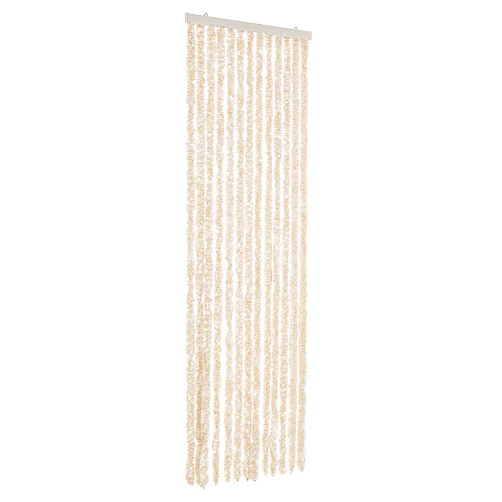 Vidaxl Fly Curtain 56x200 cm CHENILLE BEIGE ET BLANC