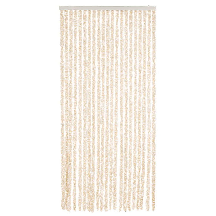 Vidaxl Fly Curtain 90x200 cm CHENILLE BEIGE ET BLANC