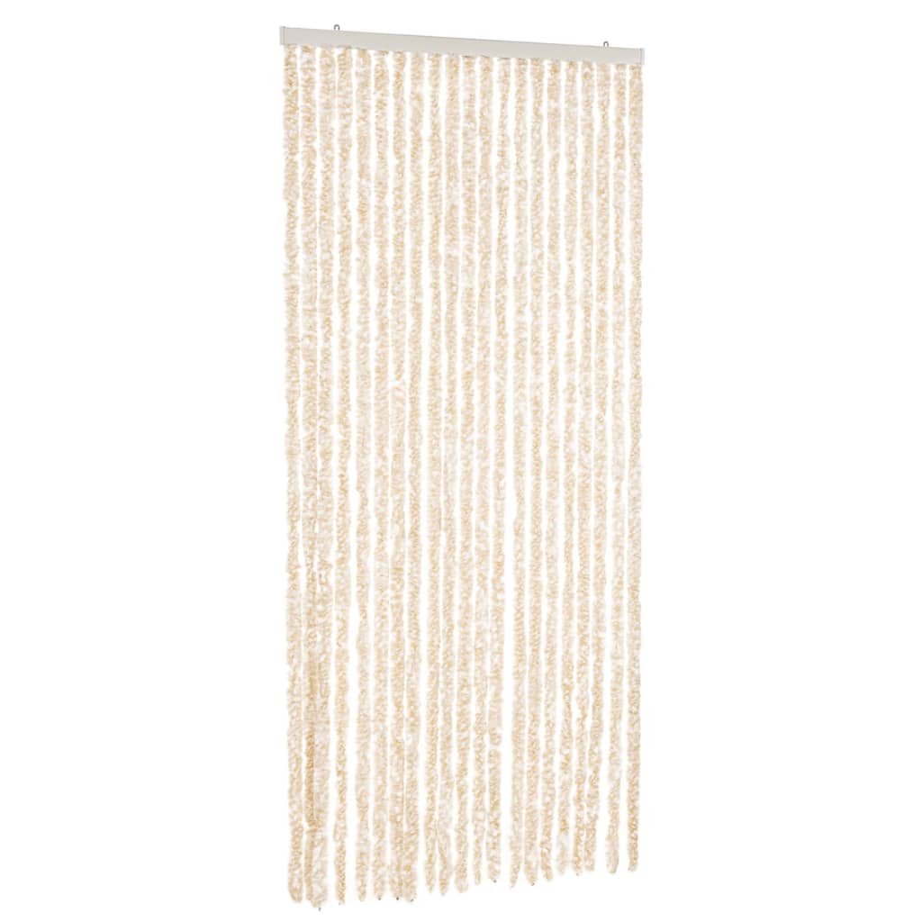Vidaxl Fly Curtain 90x220 cm CHENILLE BEIGE ET BLANC