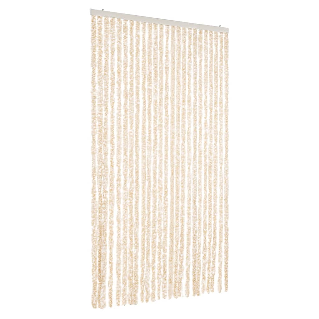 Vidaxl Fly Curtain 100x200 cm CHENILLE BEIGE ET BLANC