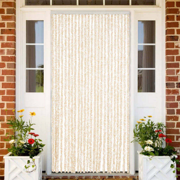 Vidaxl Fly Curtain 100x200 cm CHENILLE BEIGE ET BLANC