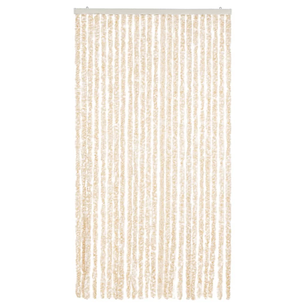 Vidaxl Fly Curtain 100x220 cm CHENILLE BEIGE ET BLANC