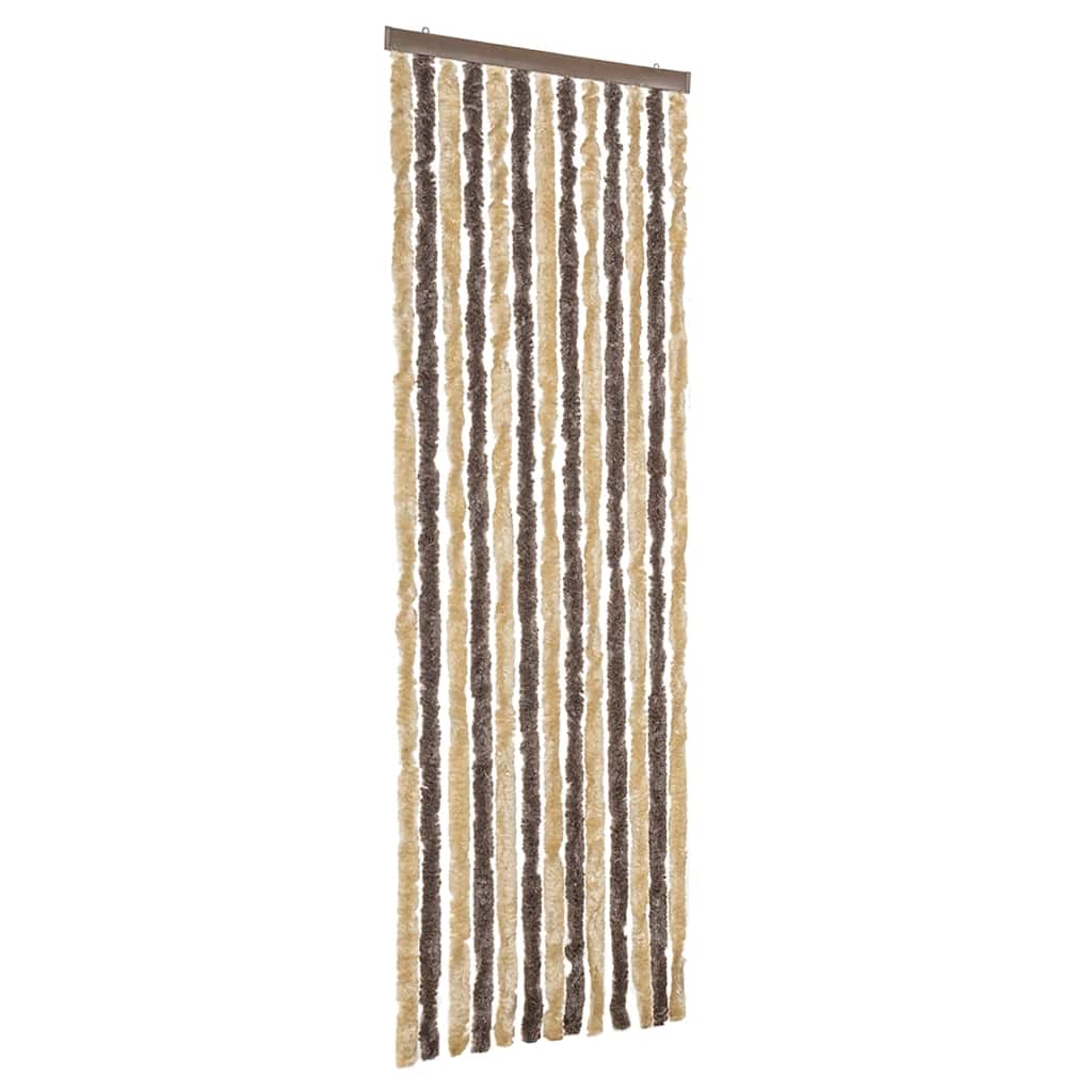 Vidaxl Fly Curtain 56x185 cm CHENILLE BRORN DROOD ET BEIGE