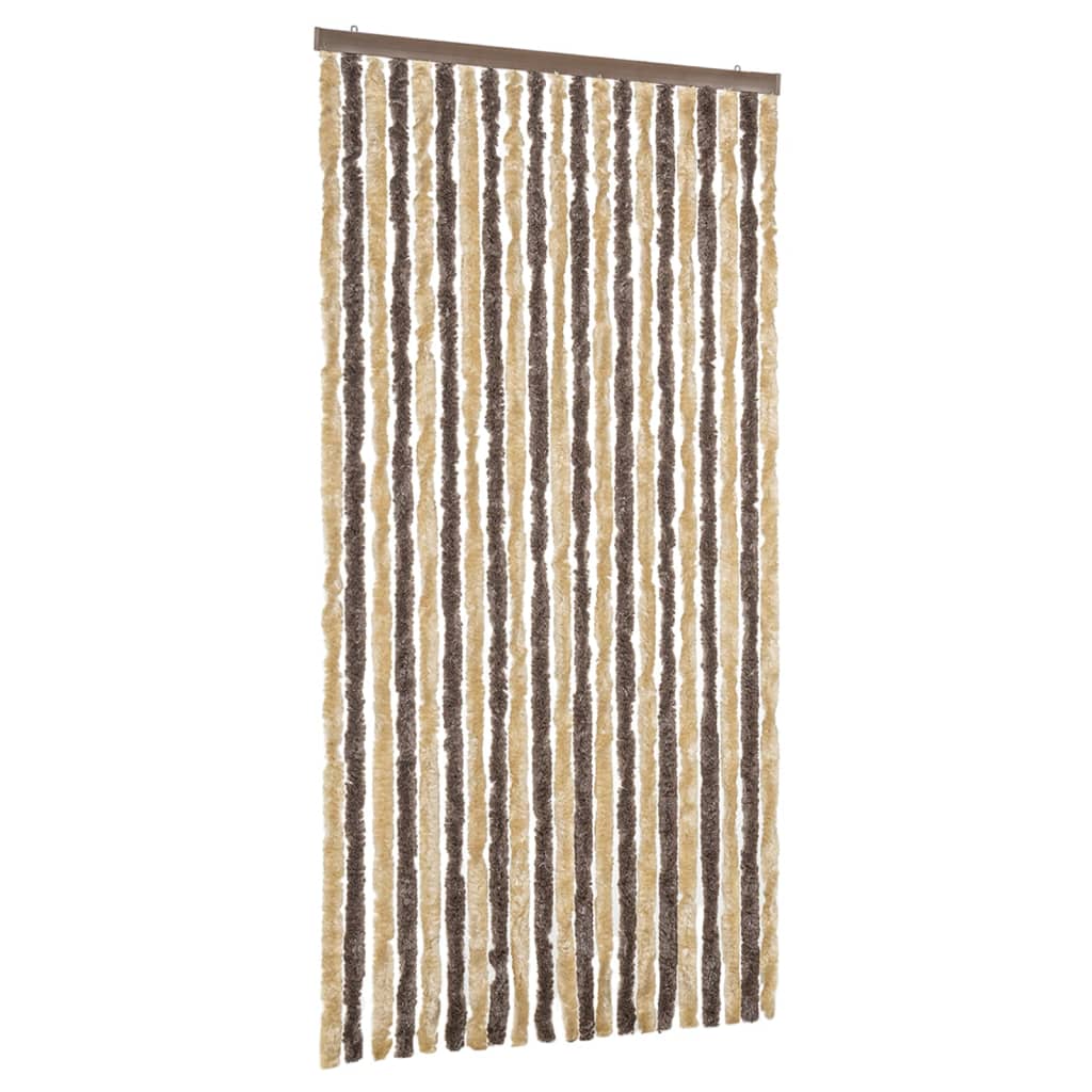 Vidaxl Fly Curtain 90x220 cm CHENILLE BRORN DROOD ET BEIGE