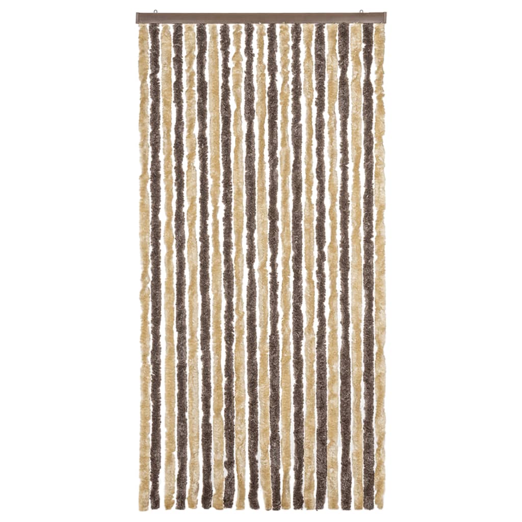 Vidaxl Fly Curtain 90x220 cm CHENILLE BRORN DROOD ET BEIGE