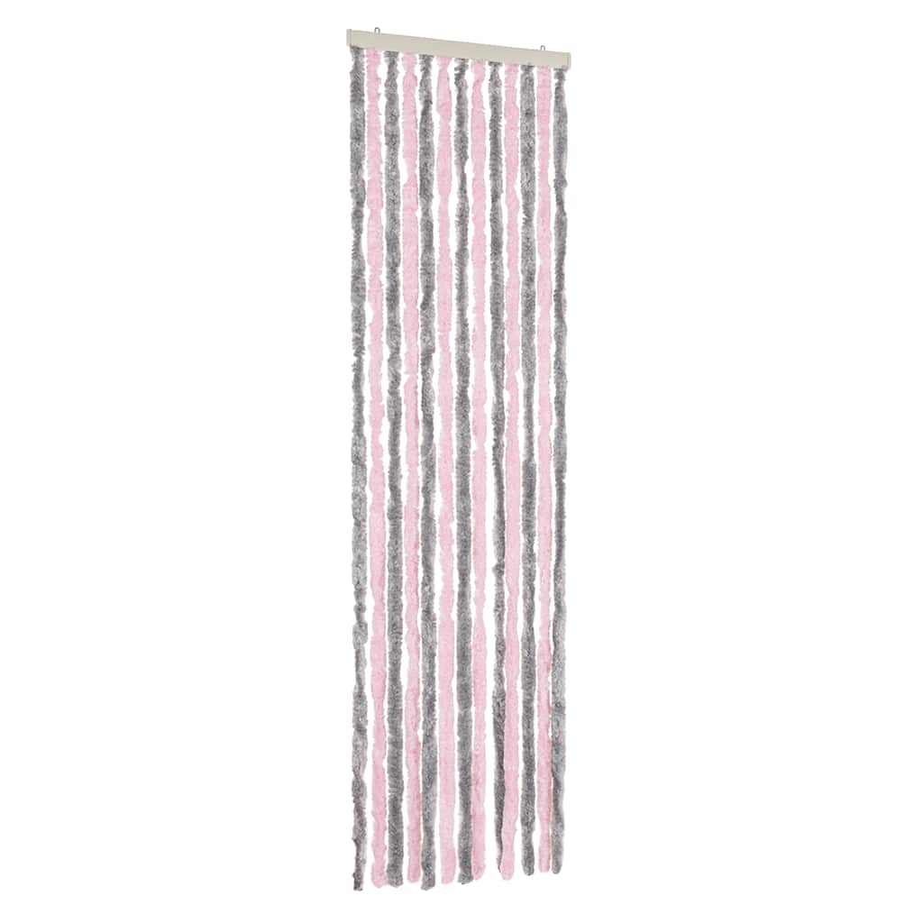 Vidaxl Fly Curtain 56x185 cm CHENILLE Silver Gris et rose