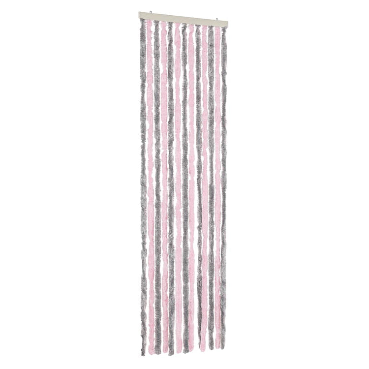 Vidaxl Fly Curtain 56x185 cm CHENILLE Silver Gris et rose