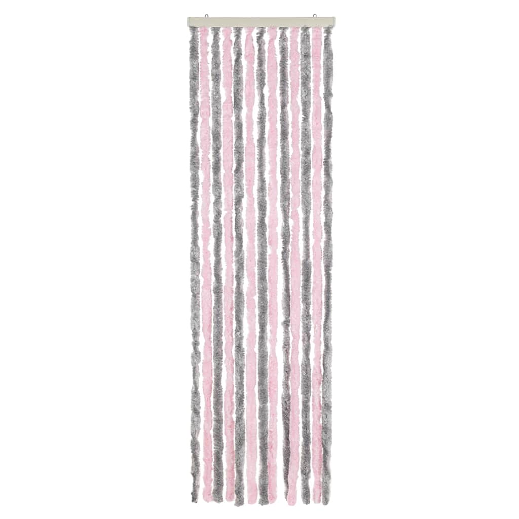 Vidaxl Fly Curtain 56x185 cm CHENILLE Silver Gris et rose