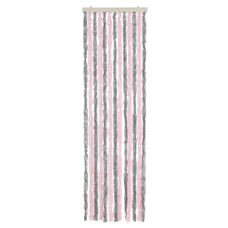 Vidaxl Fly Curtain 56x185 cm CHENILLE Silver Gris et rose