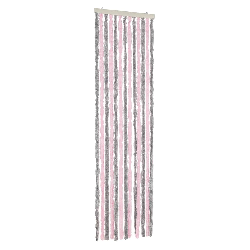 Vidaxl Fly Curtain 56x200 cm CHENILLE Silver Gris et rose