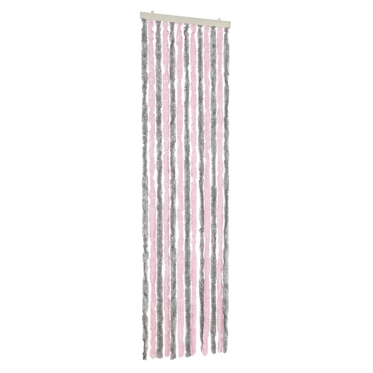 Vidaxl Fly Curtain 56x200 cm CHENILLE Silver Gris et rose