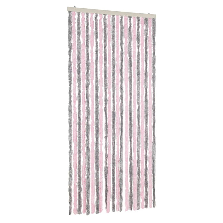 Vidaxl Fly Curtain 90x220 cm CHENILLE Silver Gris et rose