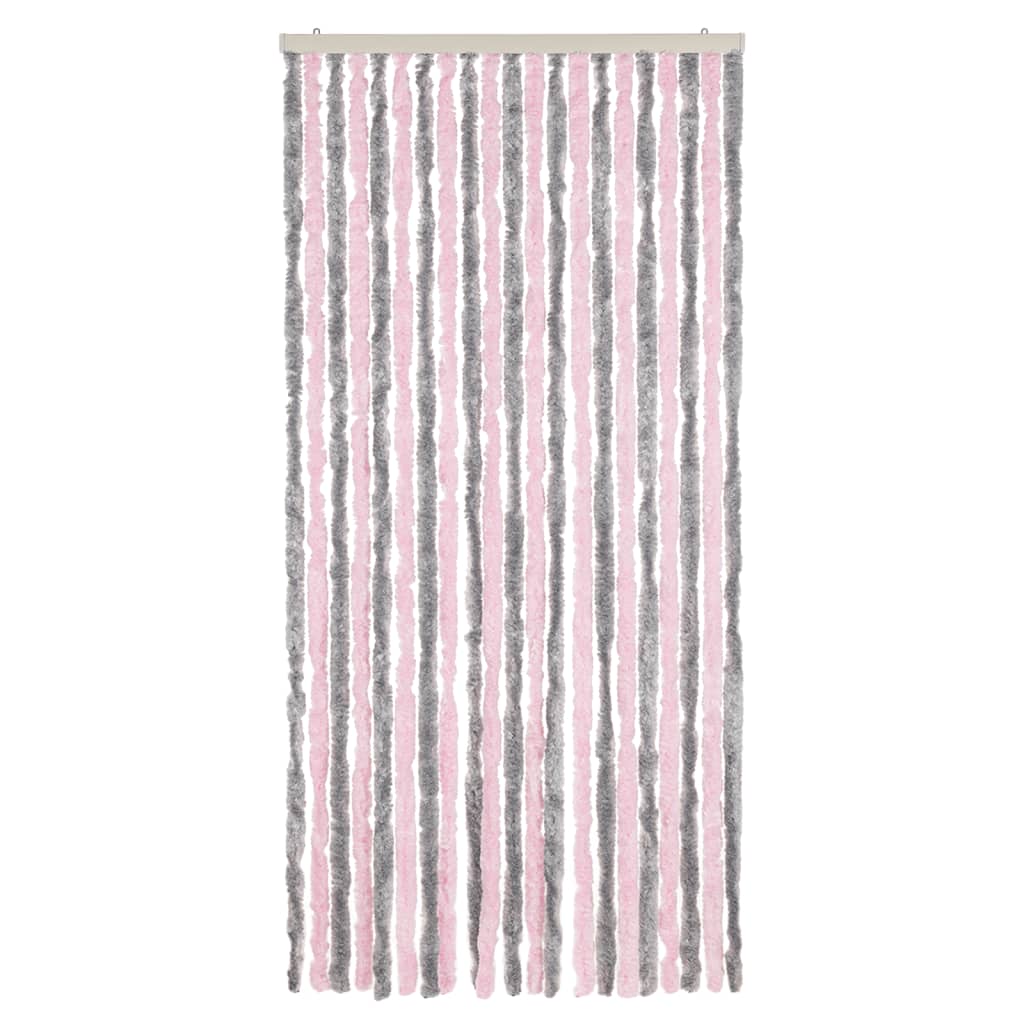 Vidaxl Fly Curtain 90x220 cm CHENILLE Silver Gris et rose