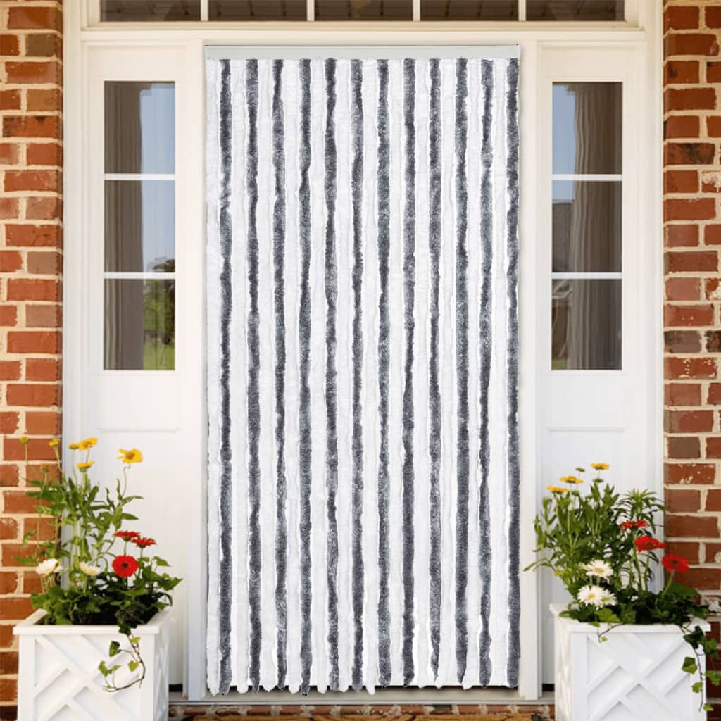 Vidaxl Fly Curtain 100x200 cm CHENILLE GREN ET BLANC