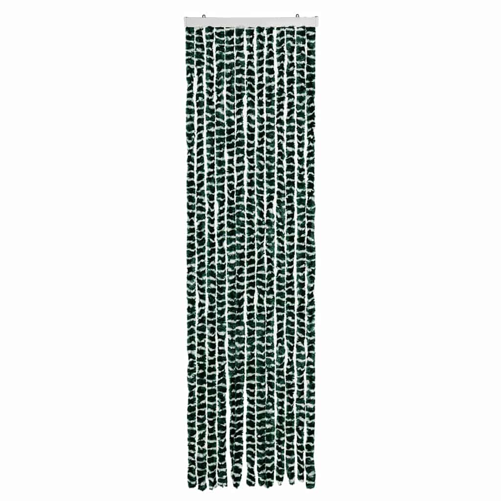 Vidaxl Fly Curtain 56x200 cm CHENILLE VERT ET BLANC