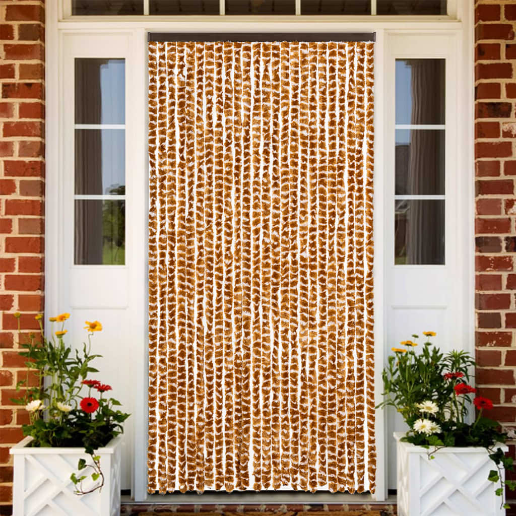 Vidaxl Fly Curtain 100x230 cm CHENILLE OCER ET BLANC