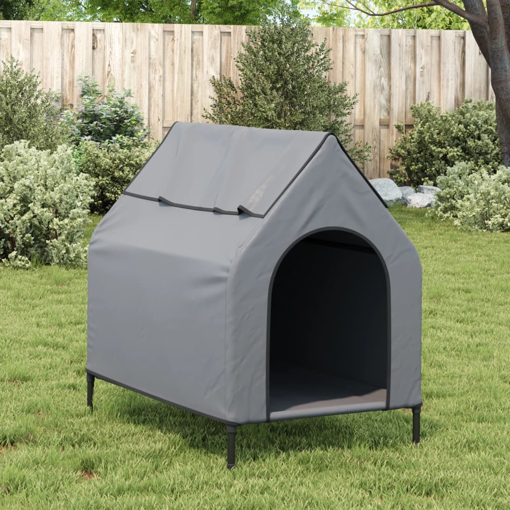 Vidaxl chien loft tissu oxford et acier gris clair