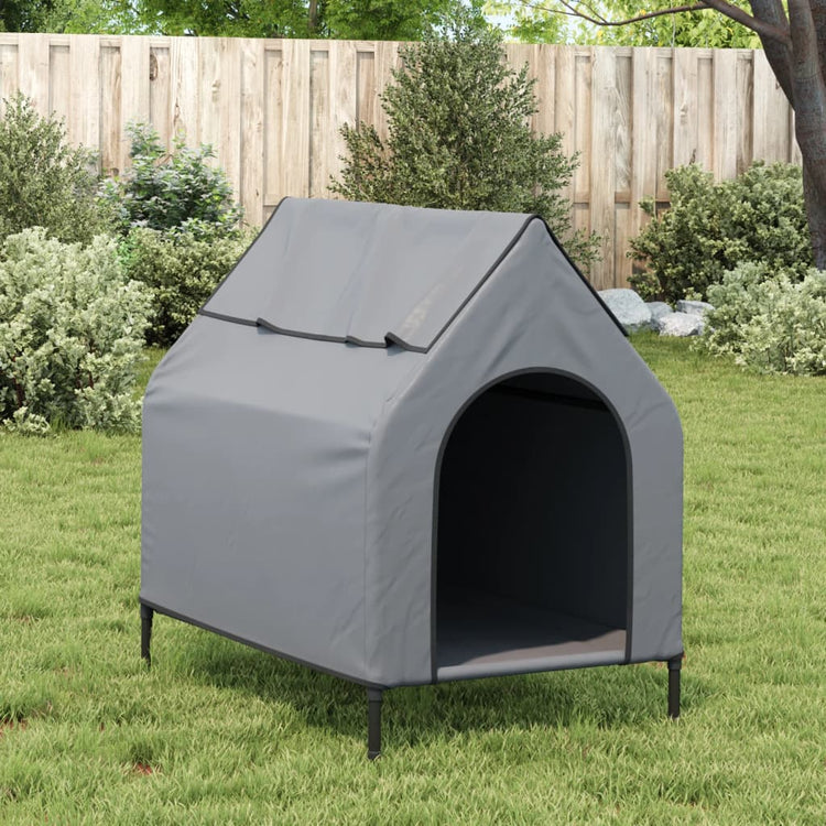 Vidaxl chien loft tissu oxford et acier gris clair