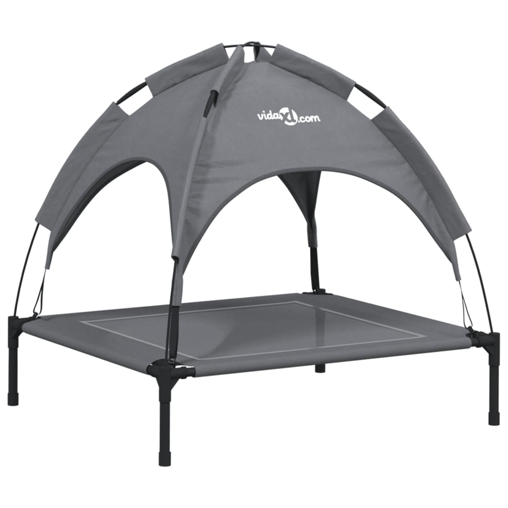 Lit pour chien Vidaxl avec auvent tissu oxford et acier anthracite