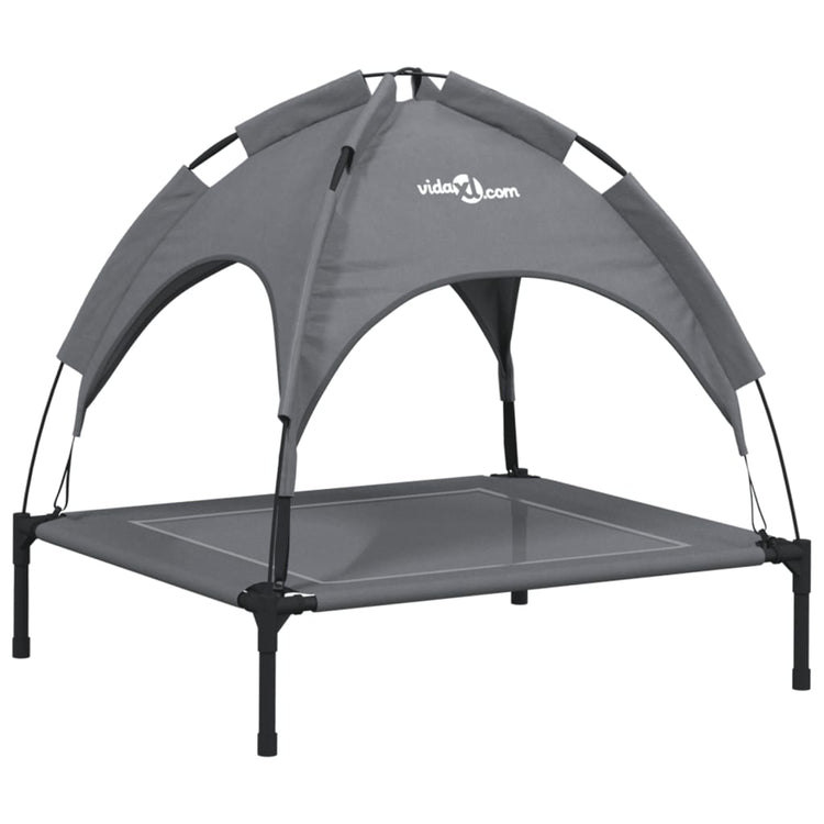 Lit pour chien Vidaxl avec auvent tissu oxford et acier anthracite