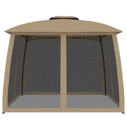Vidaxl Arbor Side Malls of Mesh et Double Roof 2,93x2.93 M Steel Taupe - afbeelding 3