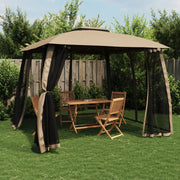 Vidaxl Arbor Side Malls of Mesh et Double Roof 2,93x2.93 M Steel Taupe - afbeelding 1