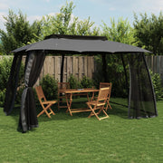 Arbor vidaxl avec murs en maille et toit double 3,93x2,93 m anthracite en acier - afbeelding 1